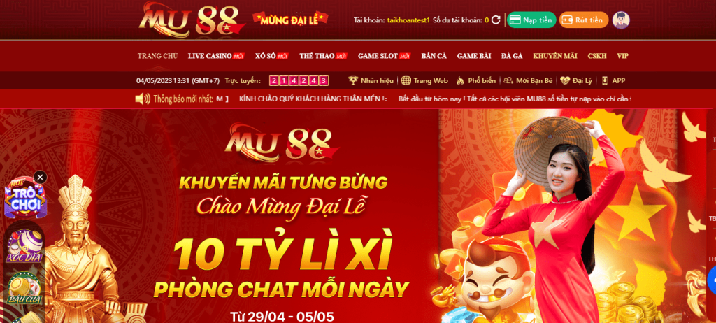 Giao diện bắt mắt MU88